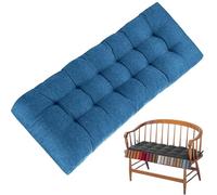 Blue Indoor Bench Cush Pad 100x40cm - Recular Linen Seat Cush for Bay Window & Entryway 8cm Thick Non-Slip Backing Fits 120x40 90x35 150x40 & 160x50 cm