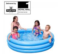 Blue Inflatable Paddling Pool Swimming Garden Three Ring Child Toddler 1.68m