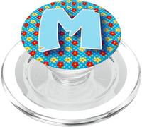 Blue Initial M Letter M Monogram M on Flowers Unique PopSockets PopGrip for MagSafe