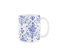 Blue Ink Oriental Mug - Novelty Greek Tile Style Blue & White Gift - Tea/Coffee Hot Drinks Ceramic Cup Present