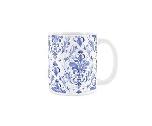 Blue Ink Oriental Mug - Novelty Greek Tile Style Blue & White Gift - Tea/Coffee Hot Drinks Ceramic Cup Present