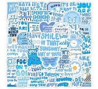 Blue Inspirational Stickers 50 Pcs Waterproof Trendy Aesthetic Motivational Quotes Sticker for Water Bottle Laptop Scrapbook Car Bike Luggage,Vinyl Funny Positive Decals for Teens Teachers Student