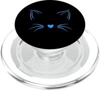 Blue Invisible Cat Face Blue Color Graphic PopSockets PopGrip for MagSafe