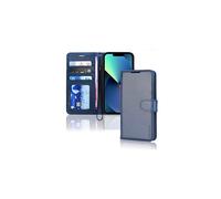 (Blue) iPhone 14 Plus Leather Wallet Case, Flip Protective Case Cover with Wallet Card Holder, Stand and Wrist Strap - PU Leather with Magnetic Closure