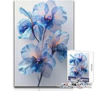 Blue Iris Floral Poster Jigsaw Puzzles for Teenagers 1000 Brain Teaser Educational Game Memorable Heartfelt Gift Option Size 38x26cm