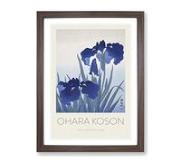 Blue Iris Flowers By Ohara Koson Exhibition Museum Asian Japanese Framed Print | A4 Walnut Framed Wall Art | Ready to Hang | Asian Floral Picture | Living Room Bedroom Lounge Office