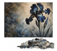 Blue Iris Moody Elegance Wooden Jigsaw Puzzle 300 Pieces, Hobby Gift | Family puzzle activity: hands-on indoor leisure in spare time.