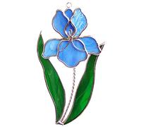 Blue Iris Stained Glass Suncatcher (Stand Sold Separately)