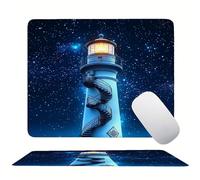 Blue Iron Tower Mouse Mat 20 x 15 cm Ultra Thin, with Stitched Edges Office Mouse Pad, Non-Slip Rubber Base, Waterproof & Washable, Desk Accessories, Aesthetic Design Mousepad 200x150mm s0z-431