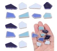 Blue Irregular Ceramic Mosaic Tiles for Crafts and Decoration | Shiny Glazed Finish, Polished Ceramic Pieces, for Flower Pots, Stepping Stones, Indoor and Outdoor Use