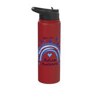 Blue is for Autism Awareness Heart Hands Stainless Steel Insulated Water Bottle
