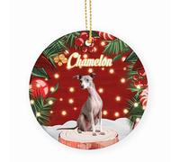 Blue Italian Greyhound Dogs Ceramic Christmas Ornaments With Lanyard Christmas Decorations 7.3Cm Xmas Tree Hanging Ornaments