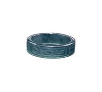 Blue Jade Ring for Women Men, Natural Carved Pattern Jadeite Stackable Eternity Band Ring