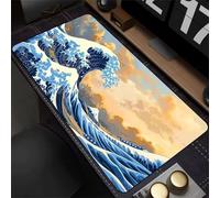 Blue Japanese Waves Large Gaming Mouse Pad 800x300x3 mm Long Computer Keyboard Mousepad XXL Mouse Mat Washable with Slip Rubber Base Desk Pad for PC, Laptop, Office