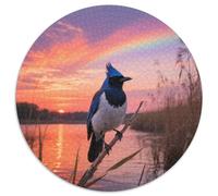Blue Jay 1000 Piece Round Puzzle Accessible Difficulty Seniors And Adults Mental Fitness Bird Elegant Wall Hanging Conversation Piece 1000pcs (67.5x67.5cm)