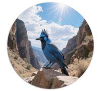 Blue Jay 1000 Piece Round Puzzle Accessible Difficulty Seniors And Adults Mental Fitness Bird Elegant Wall Hanging Conversation Piece 1000pcs (67.5x67.5cm)