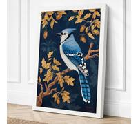 Blue Jay Among Oak Modern Canvas Wall Art Print 30x20 Inch (76 x 51 cm)