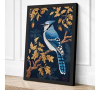 Blue Jay Among Oak Modern Canvas Wall Art Print 30x20 Inch (76 x 51 cm)