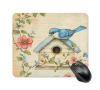 Blue Jay Bird Birdhouse Flower Mouse Pad Square Mouse Mat Cute Mousepad