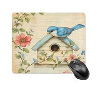 Blue Jay Bird Birdhouse Flower Mouse Pad Square Mouse Mat Cute Mousepad