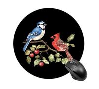 Blue Jay Bird Cardinal Bird Funny Mouse Pads for Home Office | Non-Slip Laptop Mouse Mat with Stitched Edge for Travel 8inch Perfect Size