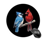 Blue Jay Bird Cardinal Funny Mouse Pads for Home Office | Non-Slip Laptop Mouse Mat with Stitched Edge for Travel 8inch Perfect Size