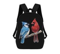 Blue Jay Bird Cardinal Printed 17 Inch Daypack Unisex Shoulder Backpacks Travel Laptop Backpack for Women Men