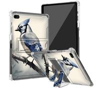 Blue Jay Bird Clear Case for iPad 6th/5th Generation (9.7", 2018/2017),iPad Air 2 & 1st Case, iPad Pro 9.7 Case 2016 with Kickstand and Pencil Holder,Transparent TPU Back Shockproof Cover