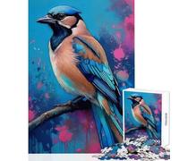 Blue Jay Bird Colorful Art Jigsaw Puzzles 1000 Pieces Birthday Gifts Tough Challenge Home Decoration Toys Suitable for People Aged 14 And Above (38x26cm)