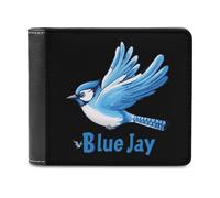 Blue Jay Bird Men's Wallet Bifold RFID Blocking Wallet Slim Billfold Pocket with Card Holders for Women