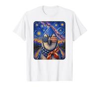 Blue Jay Bird Wearing USA Flag Glasses American Art Value Graphic T-Shirt, Men, White, M