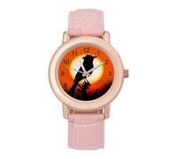 Blue Jay Bird with Sunset Women's Leather Watch