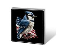 Blue Jay Bird with U.S. Flag Trendy Metal Badge 1″ Brooch Pin Clothes Hat Bag Tie Accessories Decor