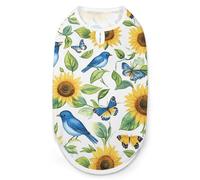 Blue Jay Birds Sunflowers Butterfly Dog And Cat Clothes Pet Summer Sleeveless T Shirt Basic Vest M
