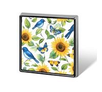 Blue Jay Birds Sunflowers Butterfly Square Brooch Metal Pin Badges Fashion Lapel Pins Jewellery Unisex