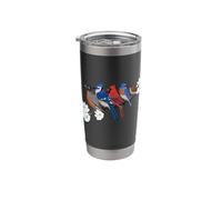 Blue Jay Cardinal Robin on a Branch Bird Birder Birdwatcher Stainless Steel Insulated Tumbler