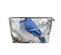 Blue Jay Leather Travel Makeup Bag-Waterproof Cosmetic Pouch