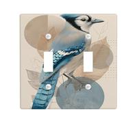 Blue Jay Light Switch Cover Plates/Outlet Covers, Elegant Blue Bird Accents for Home Decor, Thermoplastic Wall Plates, Standard Size Double Toggle