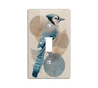 Blue Jay Light Switch Cover Plates/Outlet Covers, Elegant Blue Bird Accents for Home Decor, Thermoplastic Wall Plates, Standard Size Single Toggle