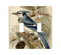 Blue Jay Light Switch Cover Plates/Outlet Covers, Elegant Blue Bird Design for Seasonal Home Decor, Thermoplastic Wall Plates, Standard Size Double Toggle