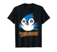 Blue Jay Sitting On Branch Kawaii Blue Jay Bird T-Shirt