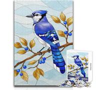 Blue Jay Stained Glass Illustration 1000 Piece Puzzle For Adults Play And Learn Smart Activity Unique Heartfelt Celebration Gift Size 50x75cm