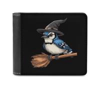 Blue Jay Witch Wizard Men's Wallet Bifold RFID Blocking Wallet Slim Billfold Pocket with Card Holders for Women