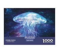 Blue Jellyfish1000Pieces JigsawPuzzlesOcean Animals KidsforAdult Challenging LargePiecePuzzles Age12+byth EducationalGame Uncover The Puzzle 70x50cm/1000pcs