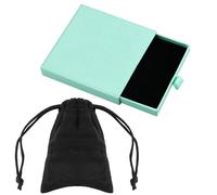 Blue Jewelry Gift Box with Flannel Bag, 9x9x1.8cm Small Jewellery Box Necklace Bracelet Earring Kraft Organizer Box Portable Square Lidded Pendent Storage Case Small Gift Box