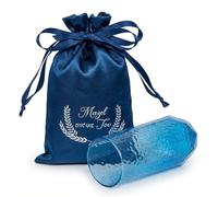 Blue Jewish Wedding Chuppah Breaking Smash Glass Vessel With Keepsake Pouch | Traditional Ceremony Accessory. Meaningful Souvenir Engagement Gift for Bride, Groom, Marriage, Anniversary, or Wedding Day