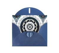 Blue JKIEGOQ Black and White Round Totem Prints Greeting Card 4 x 6 in for Christmas, Valentine's Day, Wedding, Party Invitation Cards