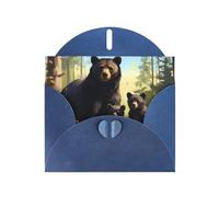 Blue JKIEGOQ Black Bear Family Prints Greeting Card 4 x 6 in for Christmas, Valentine's Day, Wedding, Party Invitation Cards