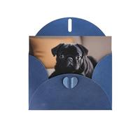 Blue JKIEGOQ Cute Black Pug Dog Prints Greeting Card 4 x 6 in for Christmas, Valentine's Day, Wedding, Party Invitation Cards