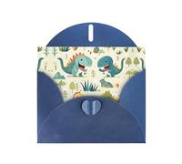 Blue JKIEGOQ Cute little baby dinosaur Prints Greeting Card 4 x 6 in for Christmas, Valentine's Day, Wedding, Party Invitation Cards